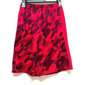Under Armour Red Geometric Athletic Basketball Shorts Loose Fit Youth L 1281801